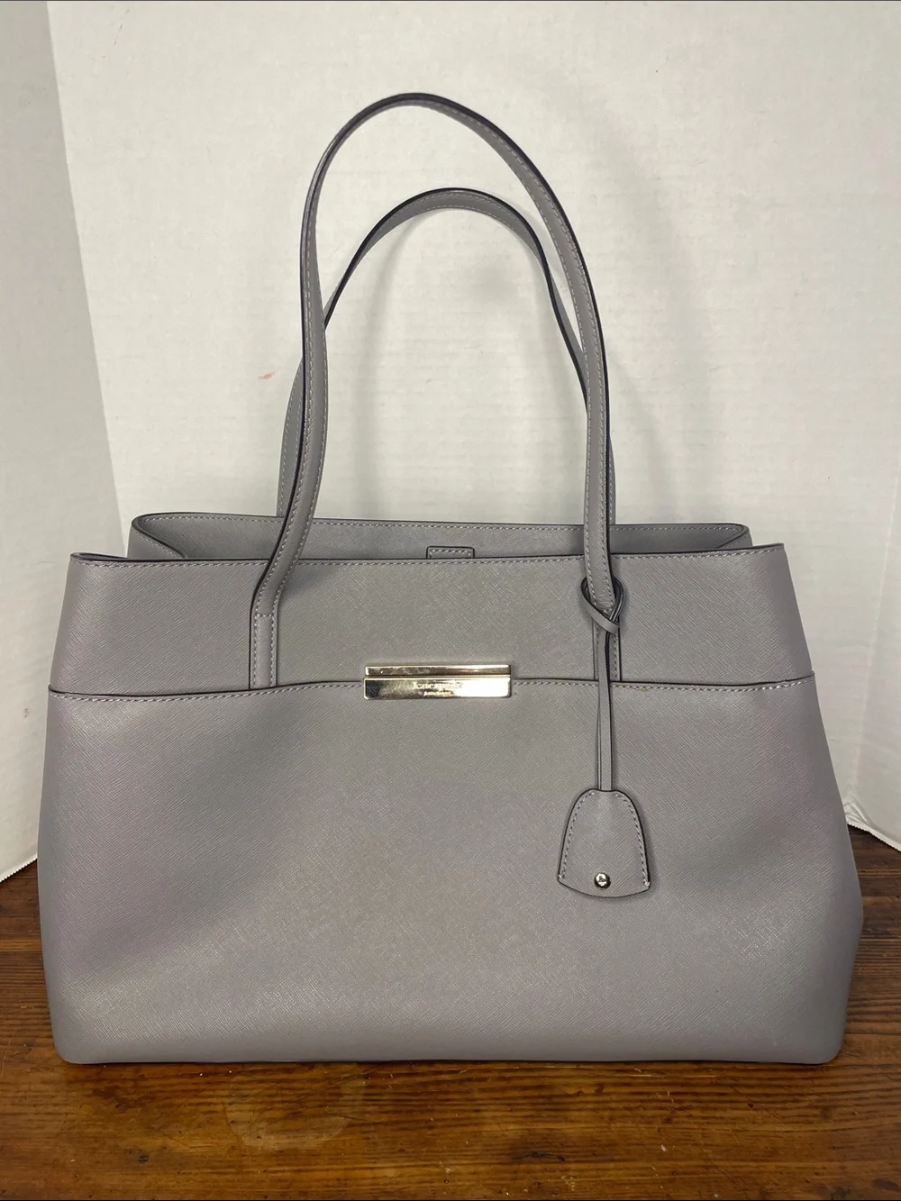 Kate Spade Maiden Way Zuri gray saffiano leather tote shoulder bag NWOT